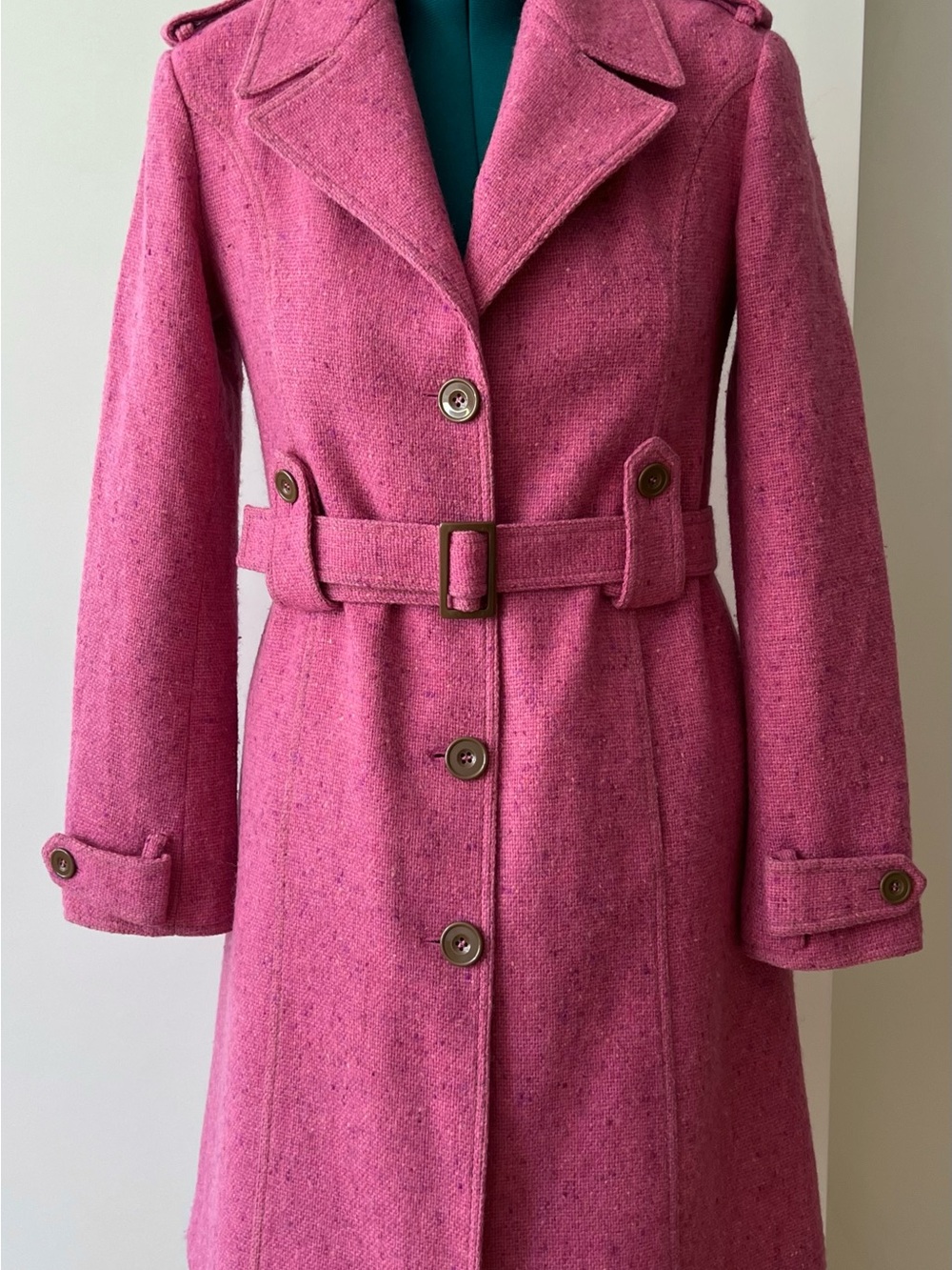 Express Design Studio Pink Wool Tweed Trench Coat
